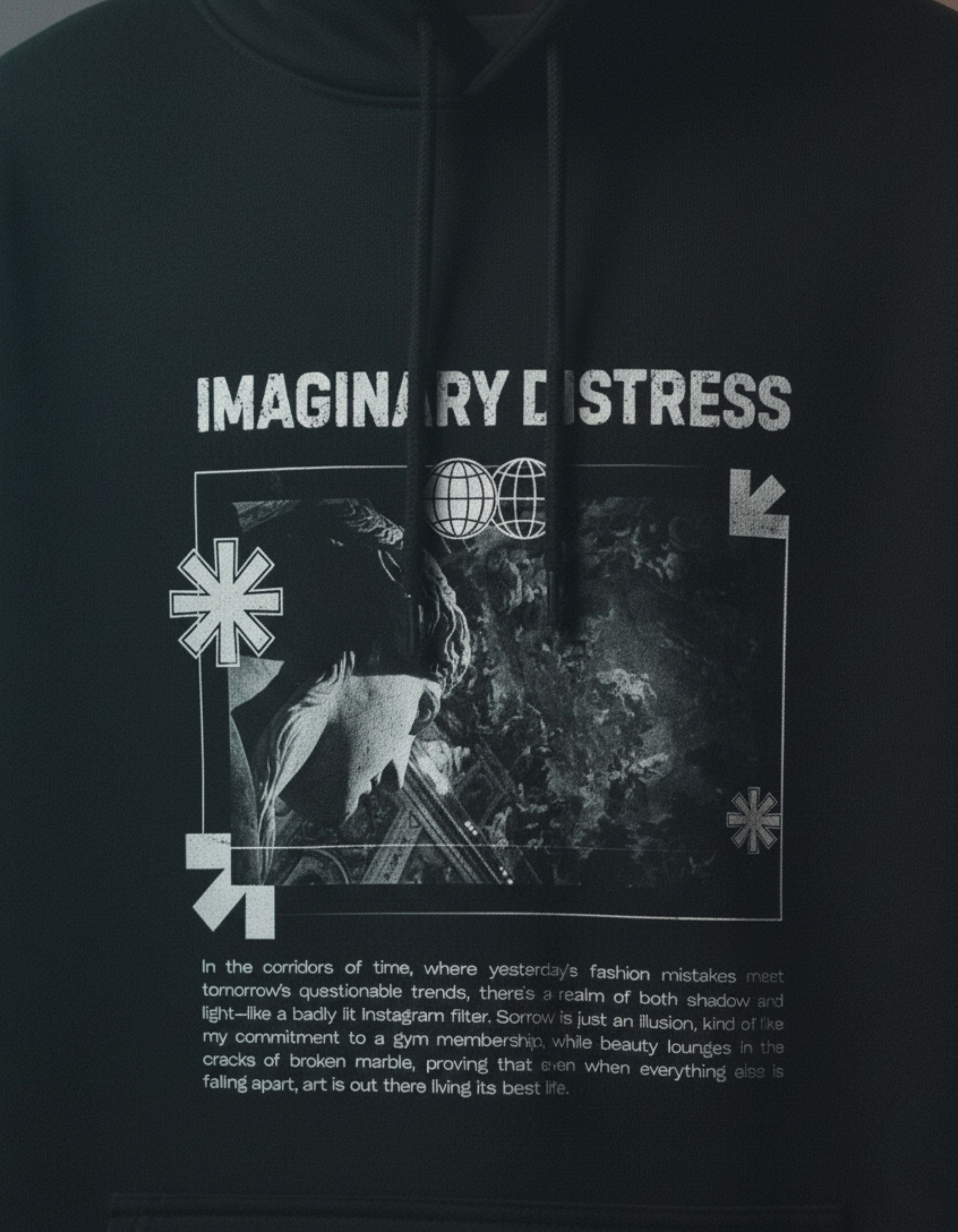 Distress Essential Oversized Unisex Hoodie