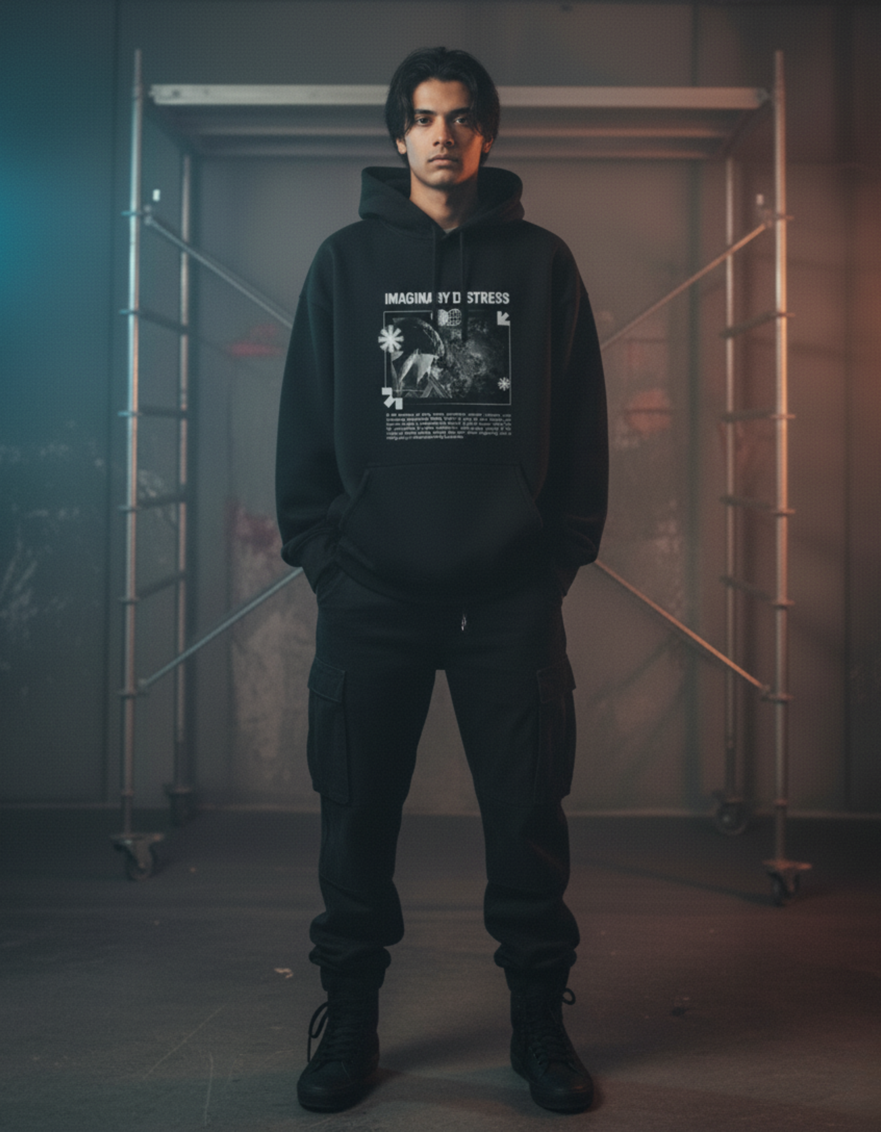 Distress Essential Oversized Unisex Hoodie