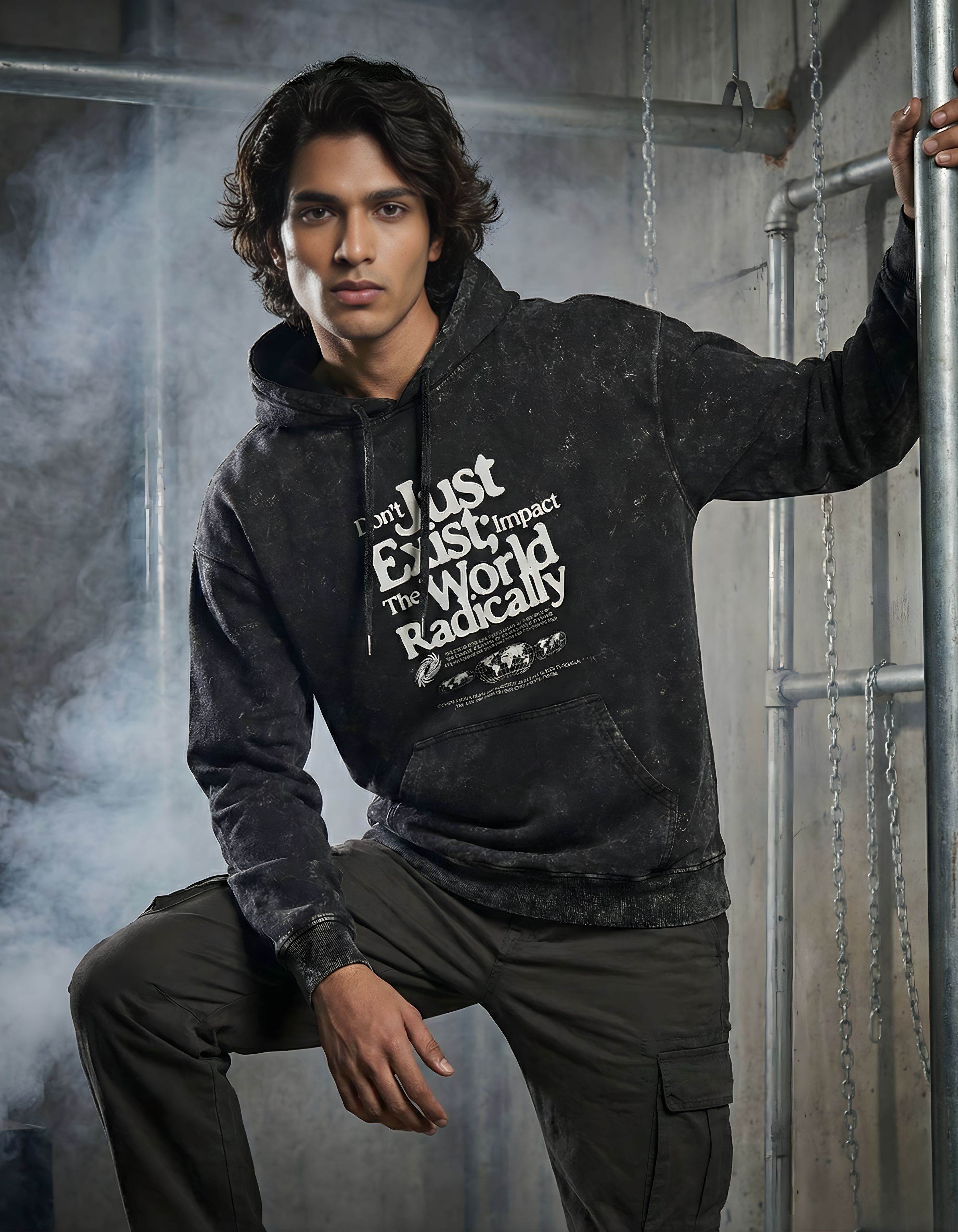 Impact Acid Washed Oversized Hoodie